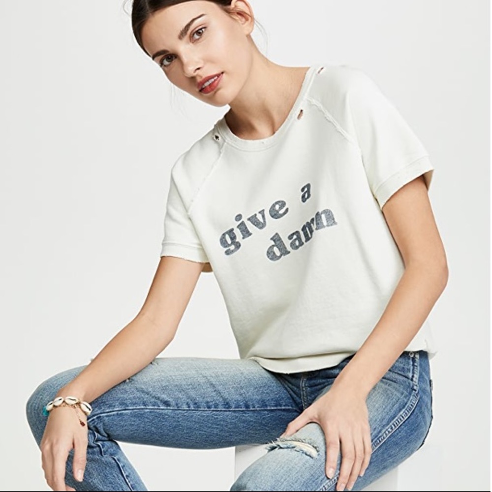 AMO Give A Damn Short Sleeve Sweatshirt SZ Med